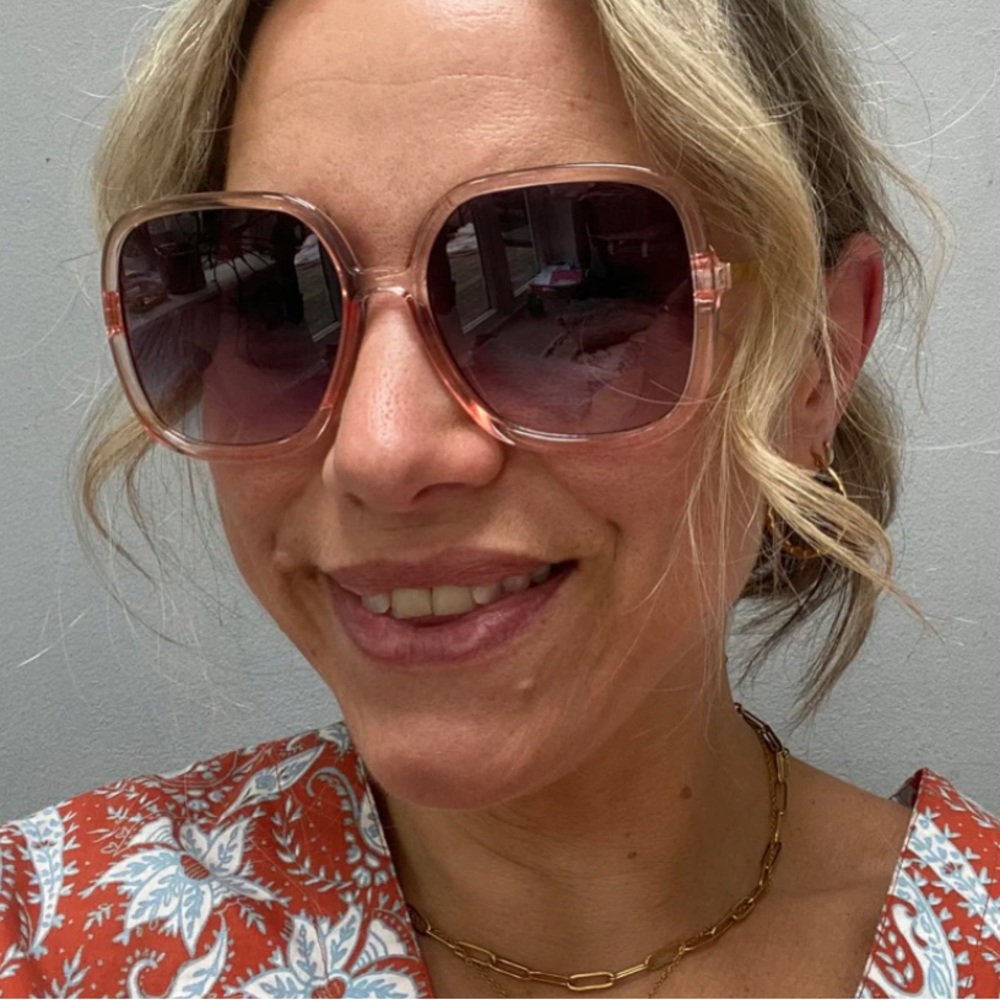 Translucent Pink Square Sunglasses - image 2